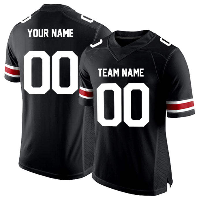 Football Custom Jersey Stitched Name & Number Red/White/Black Style07122303