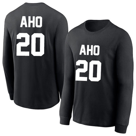 Sebastian Aho 20 Long Sleeve Tshirt Black/White Style08092706