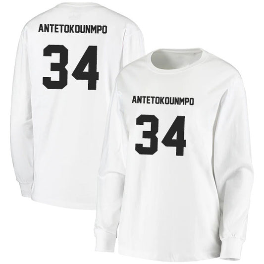 Giannis Antetokounmpo 34 Long Sleeve Tshirt Black/White Style08092747