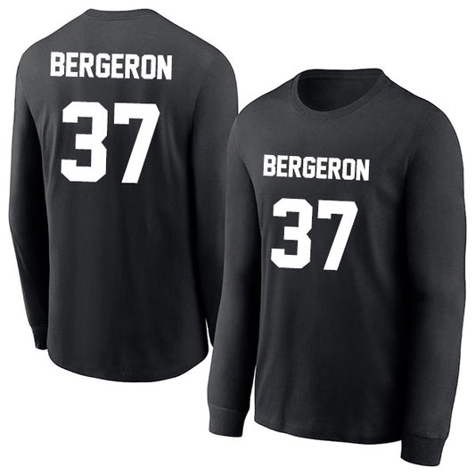 Patrice Bergeron 37 Long Sleeve Tshirt Black/White Style08092723