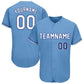 Baseball Stitched Custom Jersey - Light Blue / Font White Blue