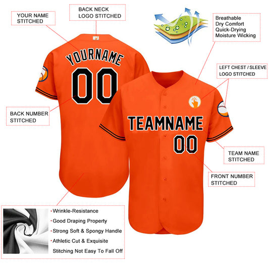 Baseball Stitched Custom Jersey - Orange / Font Black