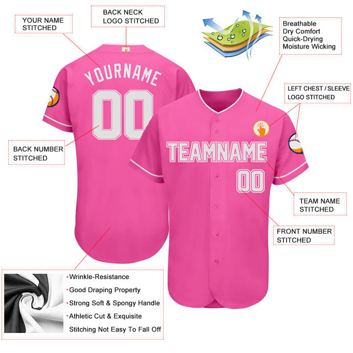 Baseball Stitched Custom Jersey - Pink / Font White