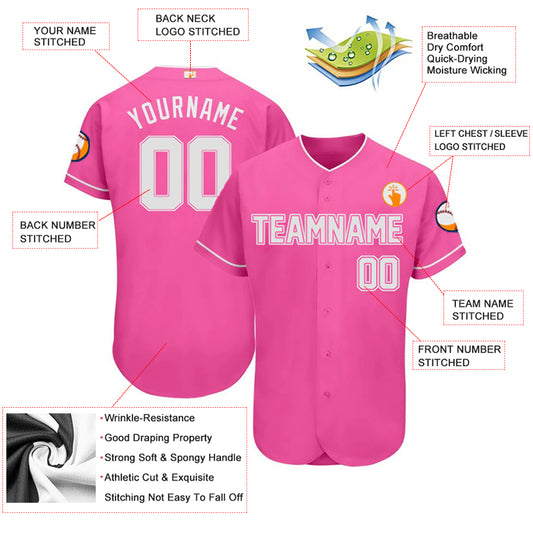 Baseball Stitched Custom Jersey - Pink / Font White