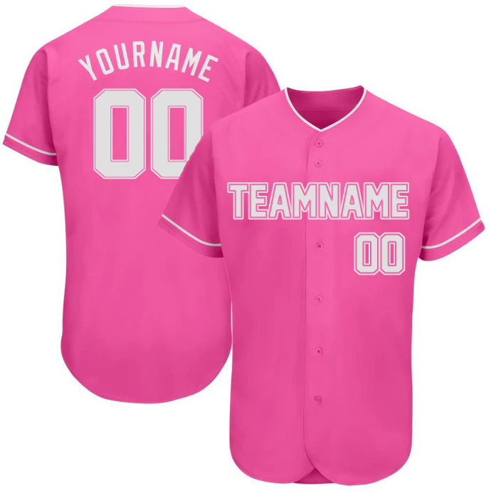 Baseball Stitched Custom Jersey - Pink / Font White