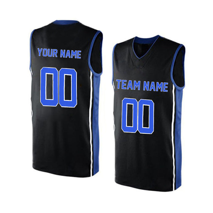 Basketball Stitched Custom Jersey - Black / Font Blue Style2