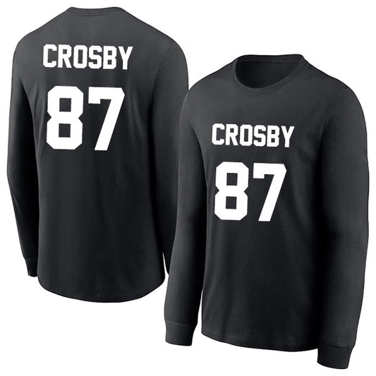 Sidney Crosby 87 Long Sleeve Tshirt Black/White Style08092715