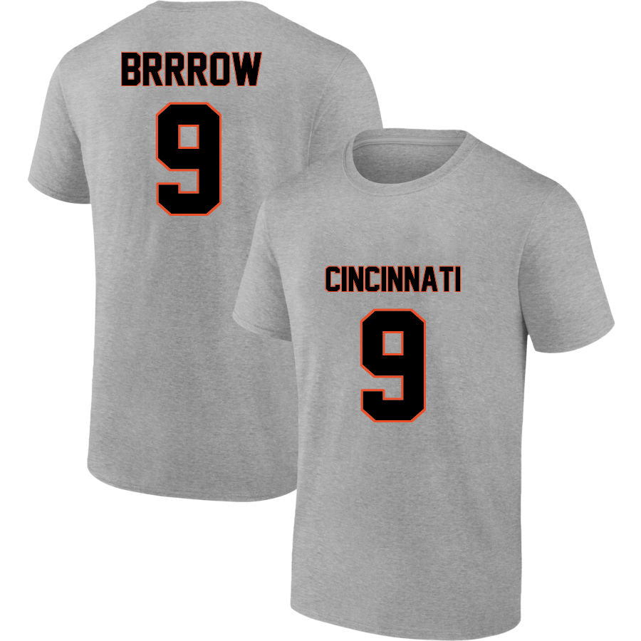 Cincinnati Burrow 9 Short Sleeve Tshirt Black/White/Grey/Orange Style20082202