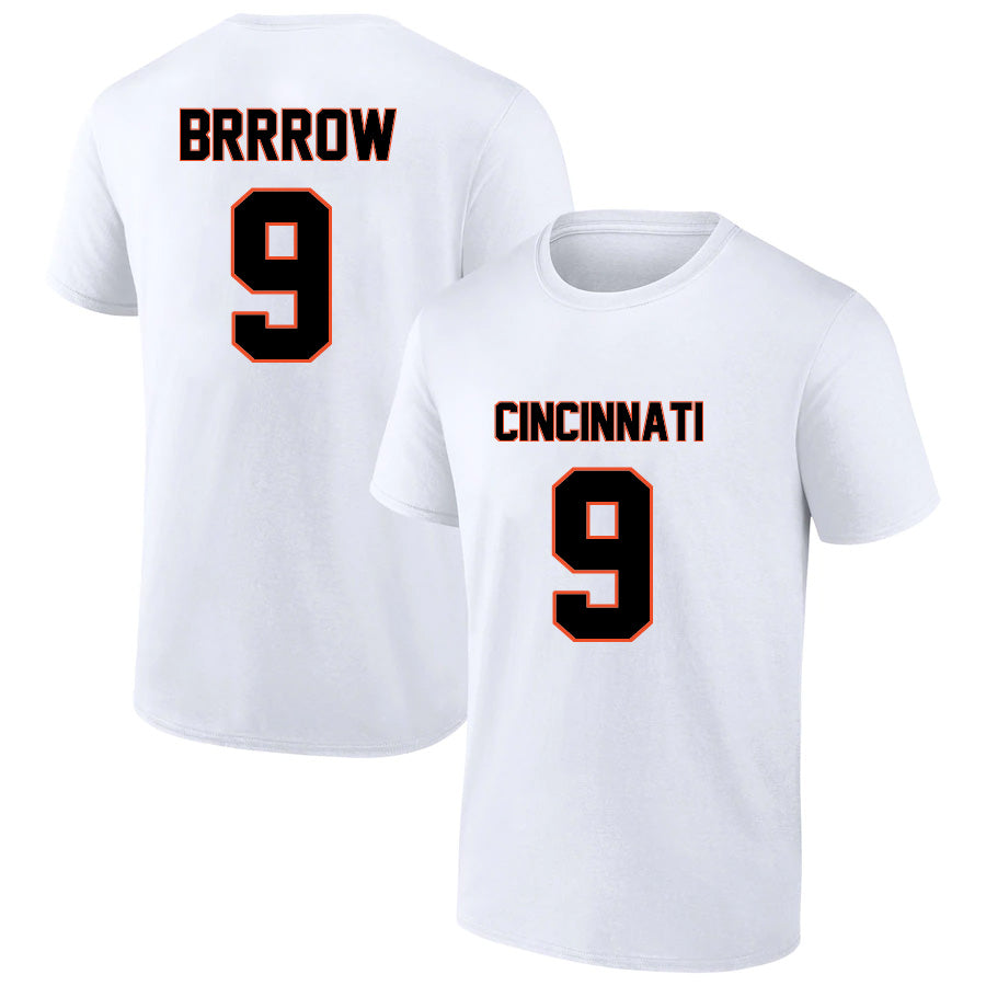 Cincinnati Burrow 9 Short Sleeve Tshirt Black/White/Grey/Orange Style20082202