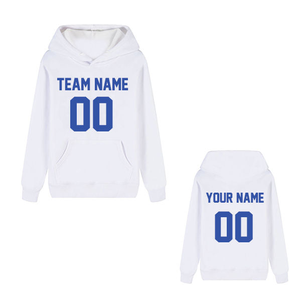 Customized Pullover Hoodie - White / Font Blue