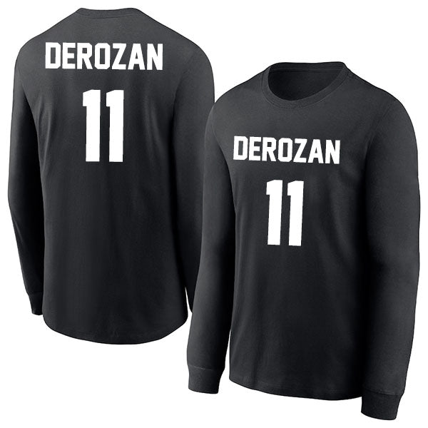 DeMar DeRozan 11 Long Sleeve Tshirt Black/White Style08092783