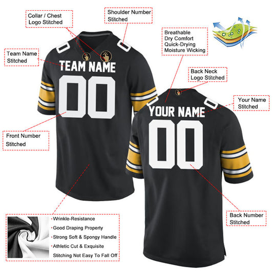 Football Stitched Custom Jersey - Black / Font White Style23042212