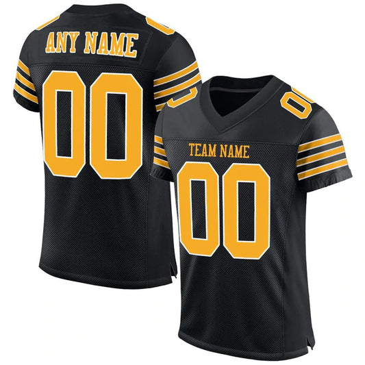 Football Stitched Custom Jersey - Black / Font Yellow