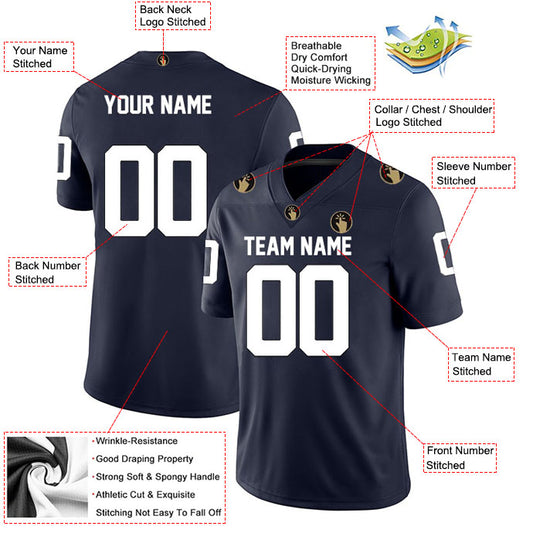 Football Stitched Custom Jersey - Navy / Font White  Style23042205b