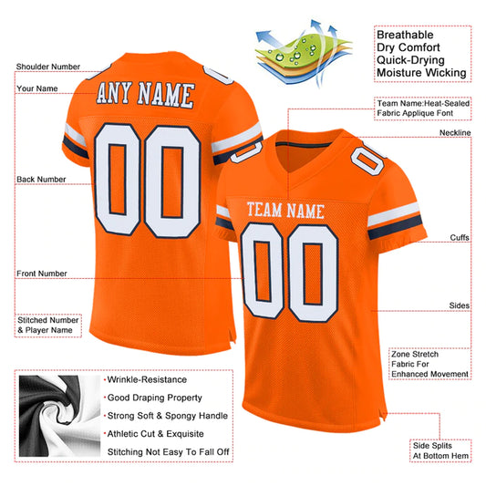 Football Stitched Custom Jersey - Orange / Font White