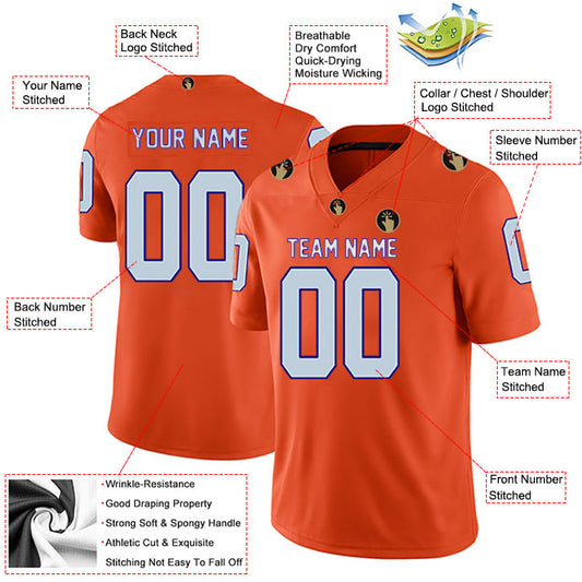 Football Stitched Custom Jersey - Orange / Font White Style23042201