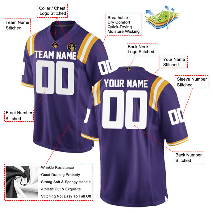 Football Stitched Custom Jersey - Purple / Font White Style23042207