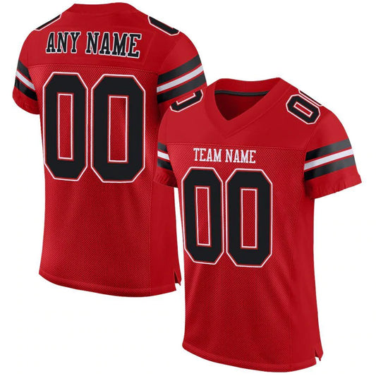 Football Stitched Custom Jersey - Red / Font Black