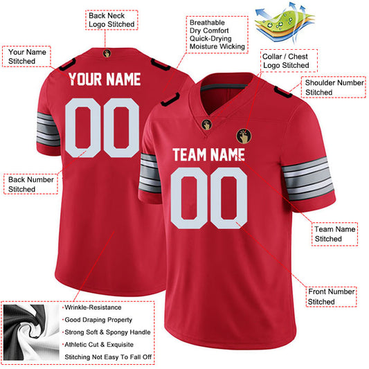 Football Stitched Custom Jersey - Red / Font White Black Style23042206