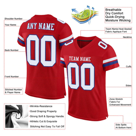 Football Stitched Custom Jersey - Red / Font White Style2