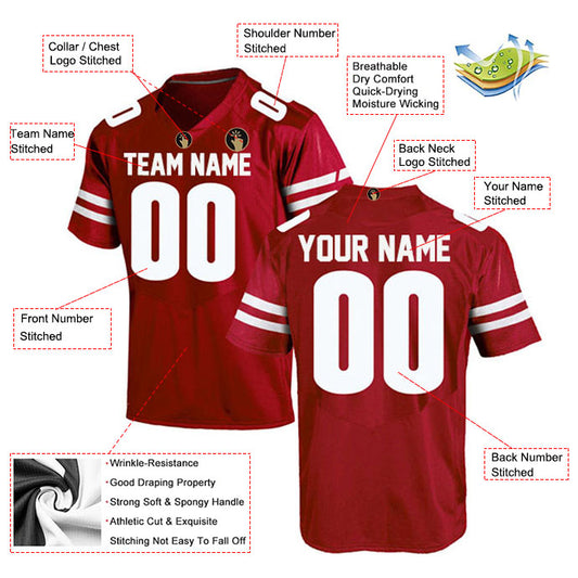 Football Stitched Custom Jersey - Red / Font White Style23042215