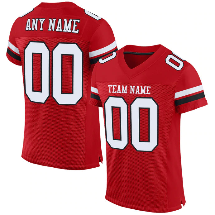 Football Stitched Custom Jersey - Red / Font White style 3