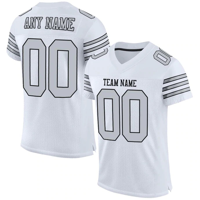 Football Stitched Custom Jersey - White / Font Grey