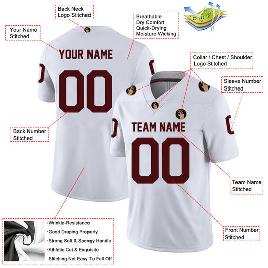 Football Stitched Custom Jersey - White / Font Red Style23042203