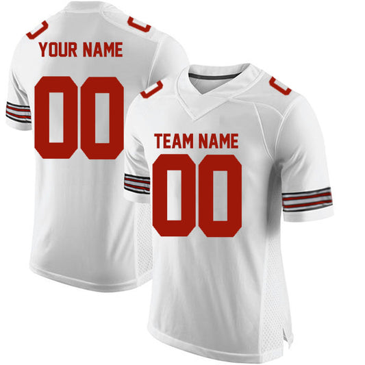 Football Stitched Custom Jersey - White / Font Red Style23042206