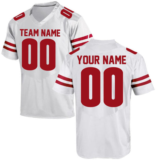 Football Stitched Custom Jersey - White / Font Red Style23042215