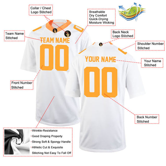 Football Stitched Custom Jersey - White / Font Yellow Style23042208