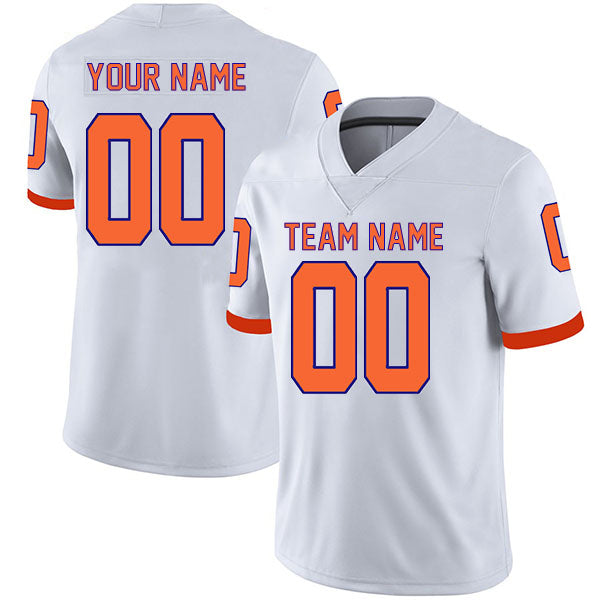 Football Stitched Custom Jersey - White / Font Orange Style23042201