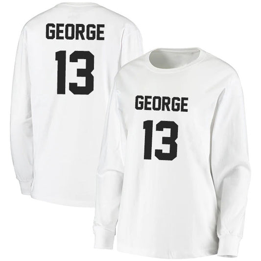 Paul George 13 Long Sleeve Tshirt Black/White Style08092761