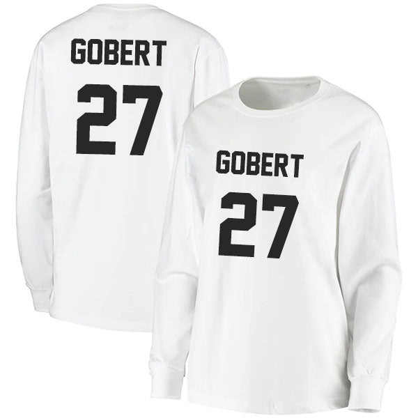 Rudy Gobert 27 Long Sleeve Tshirt Black/White Style08092764