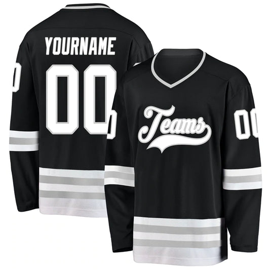 Hockey Stitched Custom Jersey - Black / Font White