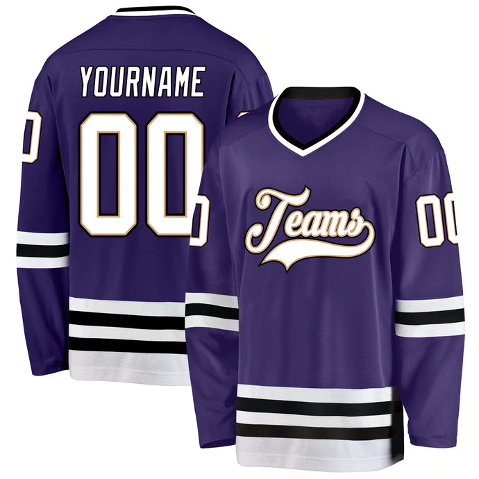 Hockey Stitched Custom Jersey - Purple / Font White