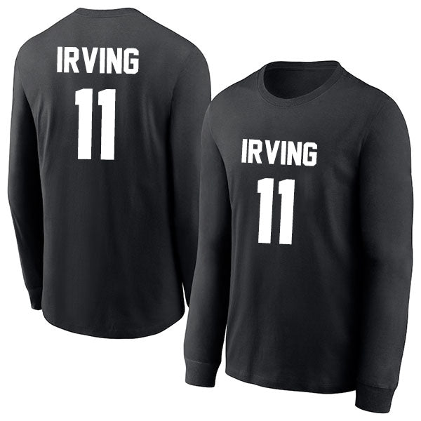 Kyrie Irving 11 Long Sleeve Tshirt Black/White Style08092767