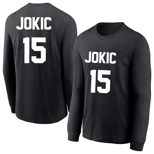 Nikola Jokic 15 Long Sleeve Tshirt Black/White Style08092746