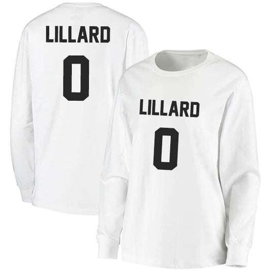 Damian Lillard 0 Long Sleeve Tshirt Black/White Style08092758