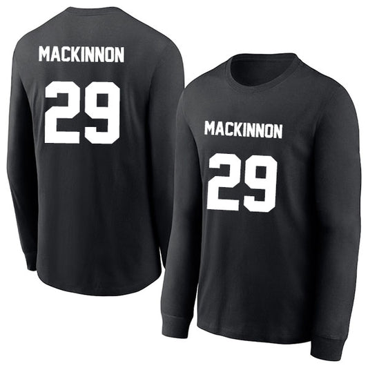 Nathan MacKinnon 29 Long Sleeve Tshirt Black/White Style08092699