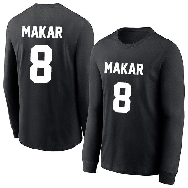 Cale Makar 8 Long Sleeve Tshirt Black/White Style08092698