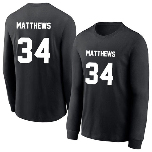 Auston Matthews 34 Long Sleeve Tshirt Black/White Style08092697