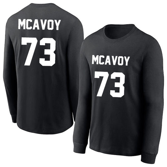 Charlie McAvoy 73 Long Sleeve Tshirt Black/White Style08092717