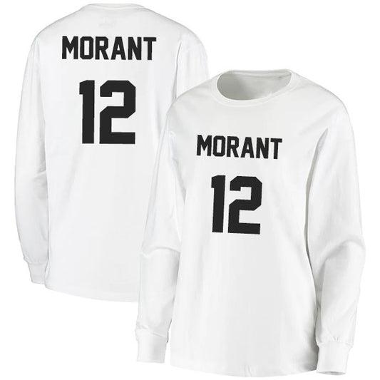 Ja Morant 12 Long Sleeve Tshirt Black/White Style08092774