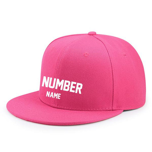 Customized Flat Adjustable Baseball Cap - Rose Red