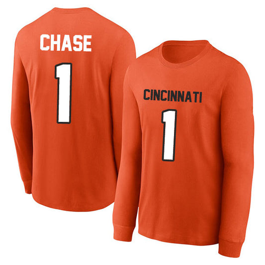 Cincinnati Chase 1 Long Sleeve Tshirt Black/Orange/White Style08092219