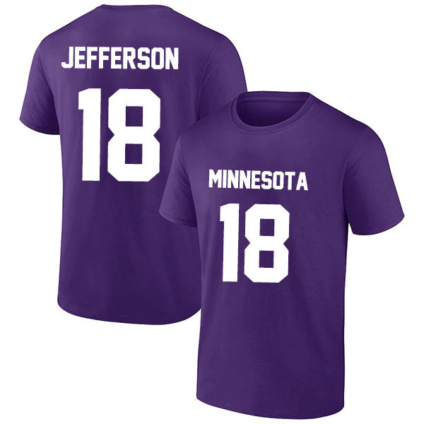 Minnesota Jefferson 18 Short Sleeve Tshirt Purple/White Style04092201