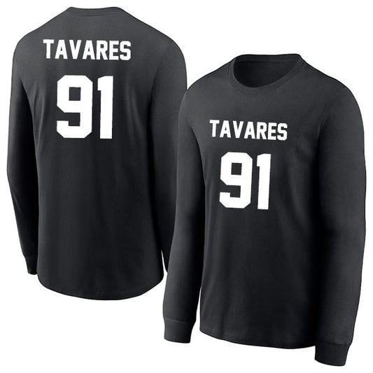 John Tavares 91 Long Sleeve Tshirt Black/White Style08092727