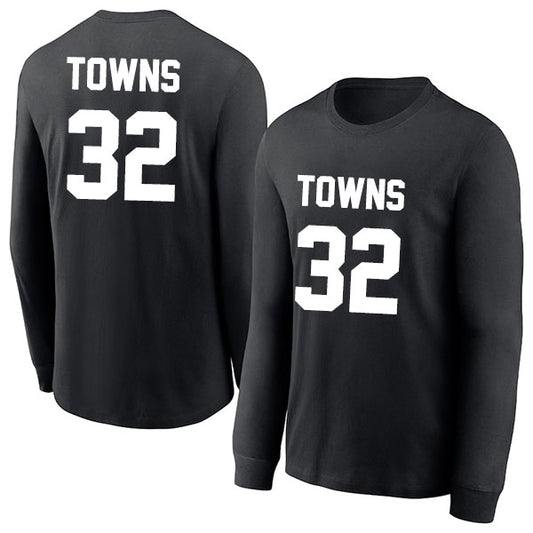 Karl-Anthony Towns 32 Long Sleeve Tshirt Black/White Style08092755