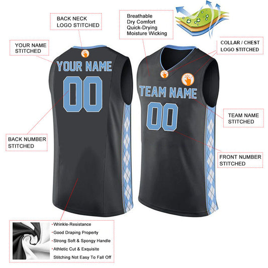 Basketball Stitched Custom Jersey - Black / Font Blue Style06052211